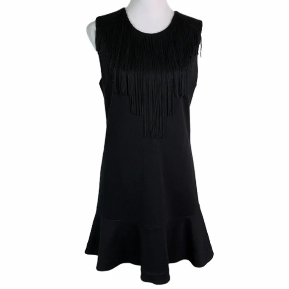 📚DROP⬇️ BCBGMAXAZRIA • Alyn Black
Fringe Trim Flounce Hem
Cocktail Dress • S - Picture 2 of 9